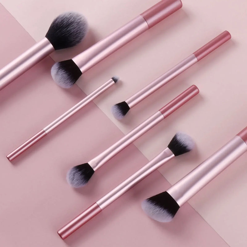 Conjunto de pincéis de maquiagem profissional, 7 peças, cabelo sintético macio e premium, sem crueldade, fácil de limpar, base, blush, sombra, cosméticos