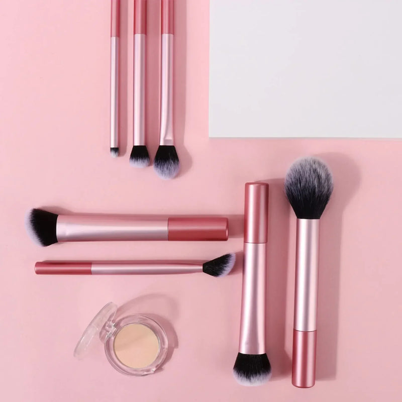 Conjunto de pincéis de maquiagem profissional, 7 peças, cabelo sintético macio e premium, sem crueldade, fácil de limpar, base, blush, sombra, cosméticos